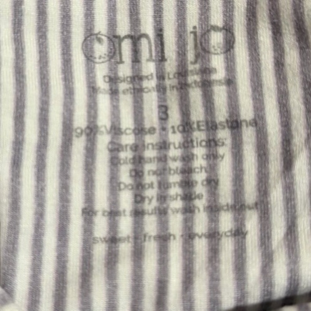 Omi Jo Ruffled Soft V-neck Empire Twirl Dress White/Gray Stripe 3 Years - Picture 4 of 5